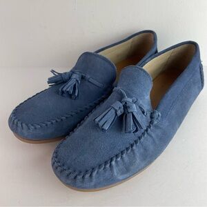 Zara Blue Suede Leather Loafers with Tassels